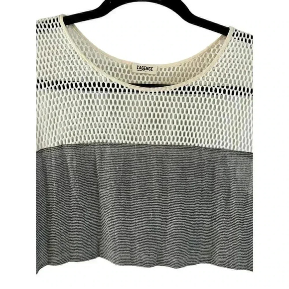 L’Agence Colorblock Mesh Shift Dress Size 4 Cotton Linen Silk Blend Sleeveless - Picture 2 of 9